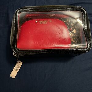 Victoria's Secret Red and Black Makeup Bag Set